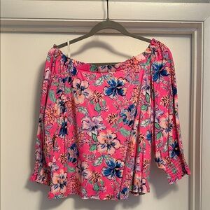Lilly Pulitzer Pink Floral Off-Shoulder Blouse